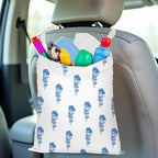 Car Trash Bag Car Garbage Bag Hanging Cars Trash Can Spring Decor Waterproof Cars Back Seat Organizer for Vehicle Travelling Swimming Camping Blue Flower Decor