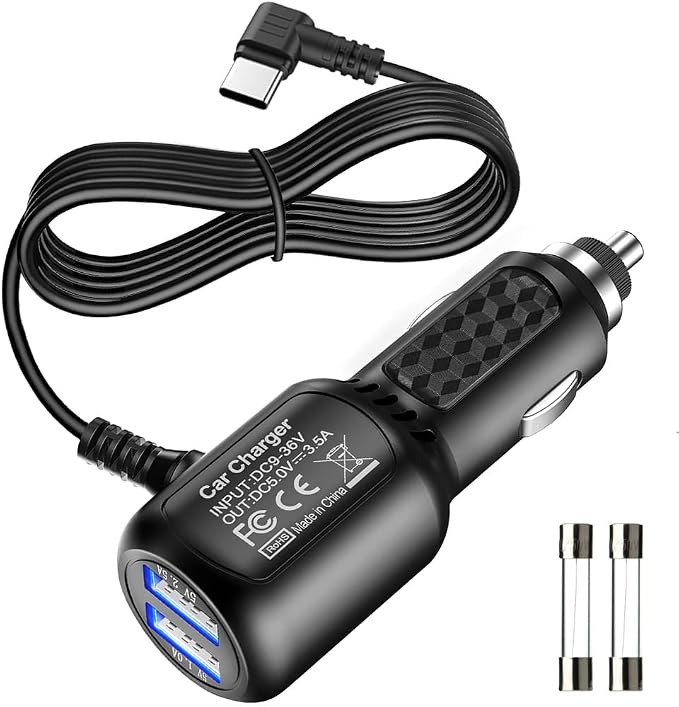 Type C USB Power Cord Cable with Dual Port USB for Car Dashcam Camera Charger Power Cord for Dashcam Supply Radar Detectors,Vehicle Power Charging Cable with Length(11.5ft/350cm)