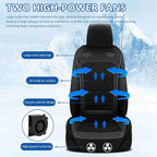 Cooling Car Seat Cushion 12V 24V with Dual Turbo Fans, Breathable Ventilated Front Seat Cover for Cars and Trucks, 24 Air Vents, 5 Second Cooling, Brown (Blue)