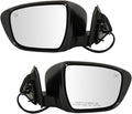 Power Heated Side Mirror Set Driver & Passenger Smooth Black Paint to Match Chrome Base Compatible with 2014-2016 Nissan Rogue NI1320285 NI1321285