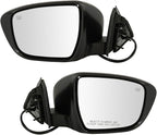 Power Heated Side Mirror Set Driver & Passenger Smooth Black Paint to Match Chrome Base Compatible with 2014-2016 Nissan Rogue NI1320285 NI1321285
