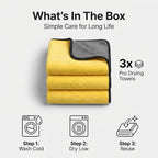 Microfiber Towels for Cars - 15.7" x 15.7" inches, Highly Absorbent Professional Grade Drying Towel Set for Superior Cleaning and Drying Performance - Car Drying & Kitchen Towel - Pack of 3
