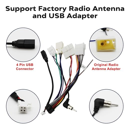 Android Car Stereo Wiring Harness for Toyota | 16Pin ISO Radio Wire Harness Stereo Antenna Kit,USB Connector&Reversing Cable Compatible with 2012-Above Toyota No JBL