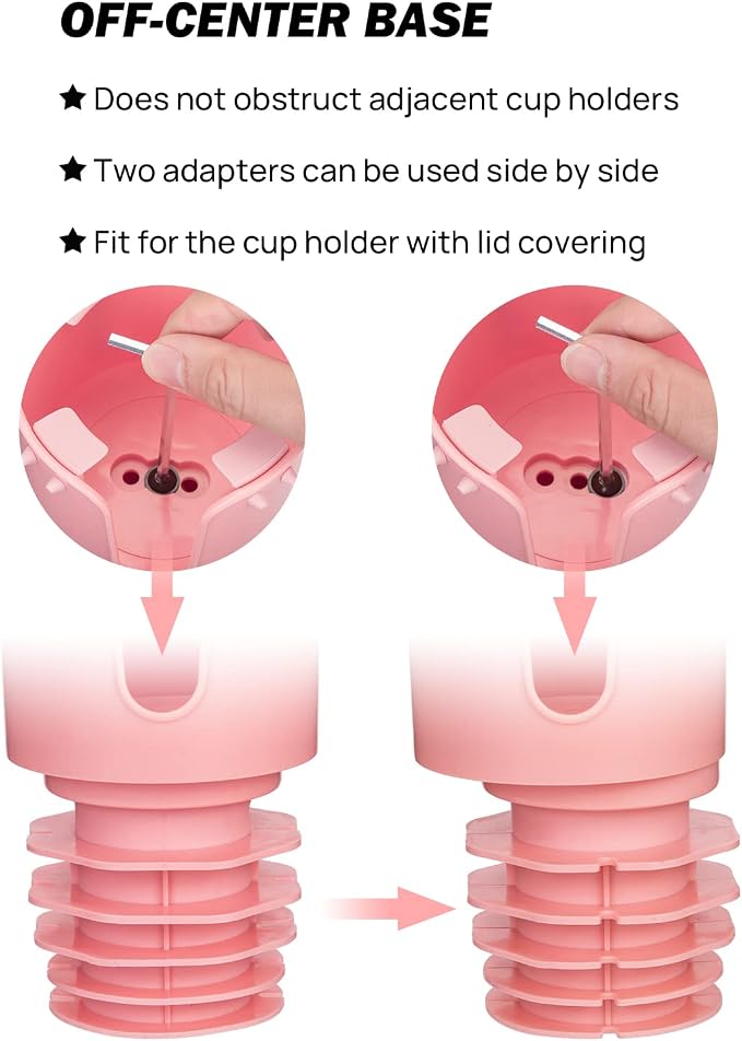 Cup Holder Tray for Car, Car Cup Holder Expander with 360°Rotation Tray, Large Cup Drink Holder Fit for Yeti/Hydro Flask, Detachable Food Tray Table, Pink Car Accessories
