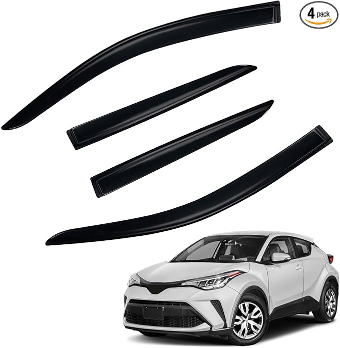 Rain Guards Compatible with 2018-2022 Toyota C-HR CHR, Set of 4 Tape-On Side Window Visor Wind Deflector Vent Visors Car Accessories