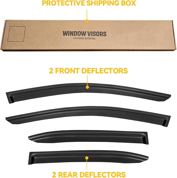 Window Visor for 2019-2026 Toyota Corolla Sedan, Out-Channel Rain Guards Shields Vent Deflector Shade Wind Dark Smoke 2020 2021 2022 2023 2024 19 20 21 22 23, Outside-Mount, 4PCS