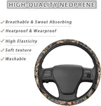 Deer Camo Hunting Forest Grey Car Steering Wheel Cover Universal 15 inch Anti-Slip Auto Steering Wheel Protector Car Interior Decor for Women Men