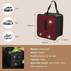 Car Trash Can, Bling Rhinestone Crystal Waterproof Hanging Garbage Bag for Car Interior, Oxford Leakproof Foldable Waste Organizer Trash Bin Universal for Most Vehicles (Red)