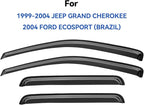 Window Visors Rain Guards Shield for 1999-2004 Jeep Grand Cherokee, Out-Channel Window Vent Wind Deflectors Visors Shades for 2004 Ford Ecosport (Brazil)