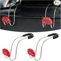 Car Headrest Hook, 2 Pack Bling Backseat Organizer Hanger for Purse Clothes Grocery Bag, Rhinestones Auto Headrest Storage Holder, Universal Car Seat Accessories for Most Vehicle (Red)
