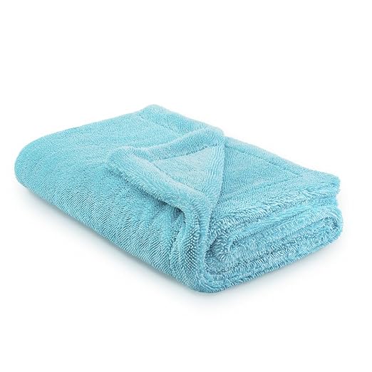 The Liquid8r - Absorbent 70/30 Blend Microfiber Drying Towel for Cars, Trucks, SUVs, Safe for Detailing + Scratch Free, Twist Loop, 1100gsm, 26.8in x 36.2in, Aqua Blue-MT037