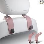 Car Headrest Hook, 2 Pack Leather Car Seat Hooks for Purses and Bags, Car Organization Accessories (Pink)