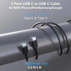 2 Pack 90W USB C Car Charger Super Fast Charging for iPhone 17 Pro Max/Air/16/15/iPad, Samsung S26 Android Phone, Dual 45W PD Port Auto Accessories, 12V Cigarette Lighter Adapter + 3.3 ft Type C Cord
