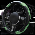 Car Steering Wheel Cover, 15 Inch Leather Breathable Auto Steering Wheel Protector, Comfortable Non-Slip Vehicle Steering Wheel Covers, Universal Car Accessories (Green, with Lining)
