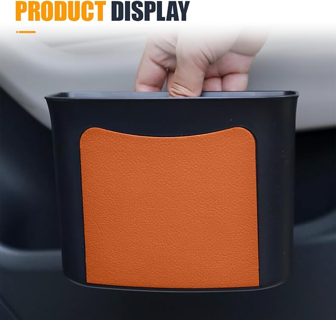 YoRise Car Trash Can, Multifunctional Hanging Garbage Can, Car Storage Organizer Container, Mini Trash Bin, Waterproof Automotive Door Side Garbage Organizer Holder for Most Cars (Orange)