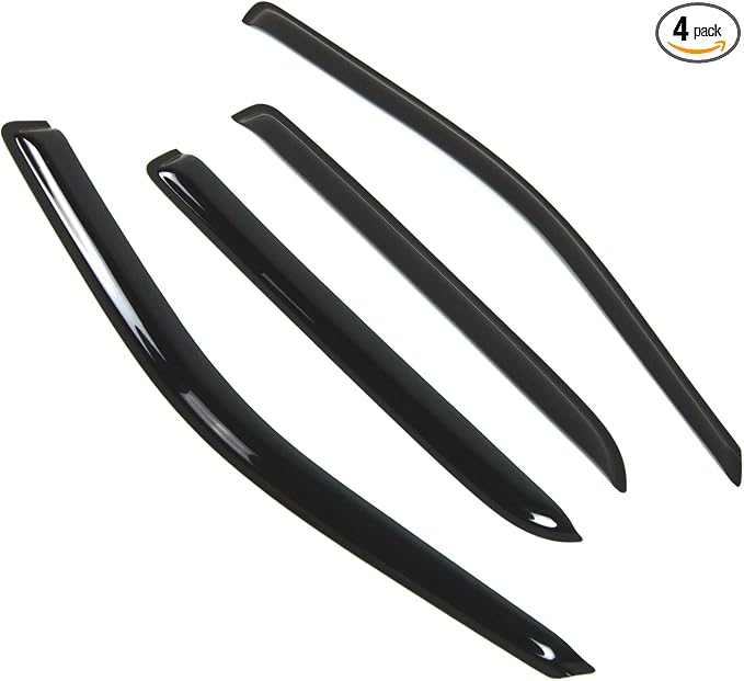 Outside Mount Window Vent Visors Rain Guards Compatible with Dodge Ram 3500 Crew Cab 2009-2016 | Side Window Wind Deflectors Rain Shields | Smoke Tinted, 4 Pcs Set, DGWV-130RM-3