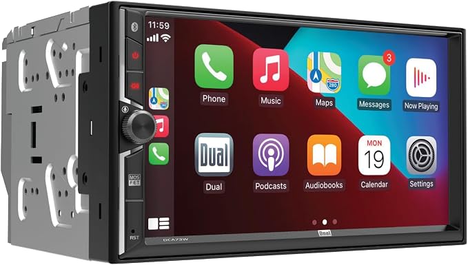 DCA73W 7" Wireless CarPlay Android Auto Double DIN Stereo | Wired or wireless Certified Apple CarPlay and Android Auto, 7-inch touchscreen, Bluetooth, backup camera input, USB