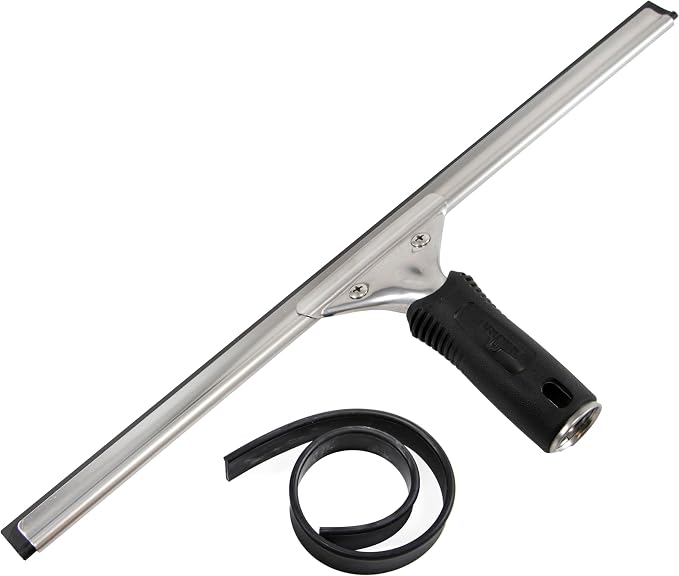 Connect and Clean 16” Performance Window and Glass Cleaning Squeegee with Replacement Rubber, Cleaning Supplies, Heavy Duty Household Cleaner Tools with Streak-Free Results
