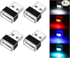 4 PCS USB LED Car Interior Atmosphere Lamp, Portable Mini LED Night Light, Plug-in USB Interface Trunk Ambient Lighting Kit, Car Accessories (White, Blue, Red, Ice Blue)