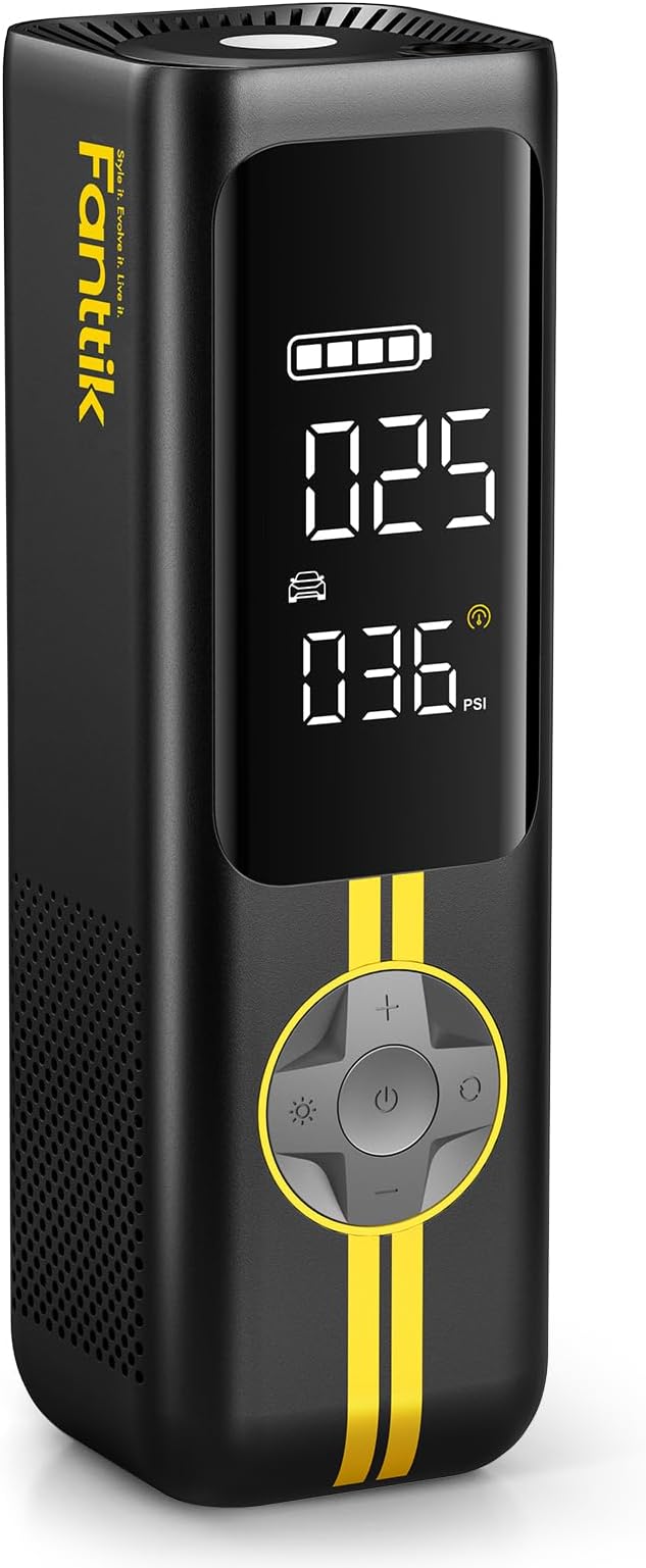 Fanttik X8 APEX Tire Inflator Portable Air Compressor, 1 Min Fast Inflation, 150PSI Cordless Tire Inflator with LED Dual Screen, Handed Inflator for MPV, Car, Bike, Motorcycle, Up to 26.3″ Tires