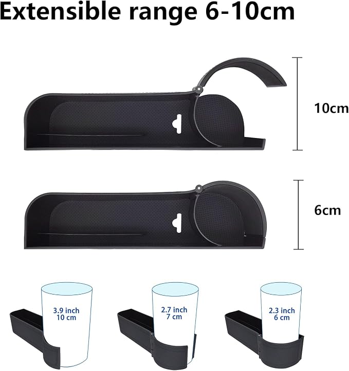 Car seat gap filler organizer,multifunctional car seat organizer,Adjustable Cup Holder car console side storage box Holders phone, sunglasses,car accessories(Black)