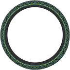Geometric Steering Wheel Cover Car Elastic Steering Wheel Protector | Bohemian Style Blue Gold Anti-Slip Car Accessories Interior for Women Men Universal 15 Inch