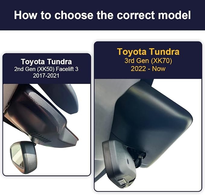 Front 4K+Rear 1080P Dash Cam Adapts for Toyota Tundra 2022-2026 Hybrid & Sequoia 2023-2026 (Gen3), OEM Look, 2 Way HD Video, WiFi & APP, Loop Recording, G-Sensor, Easy to Use, 128GB Card