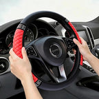 Soft Leather Car Steering Wheel Cover, Universal 15 Inch Colorful Rhinestones Anti-Slip Elastic Steering Wheel Covers for Most Cars, Sparkly Crystal Diamond for Women Girls (Red)