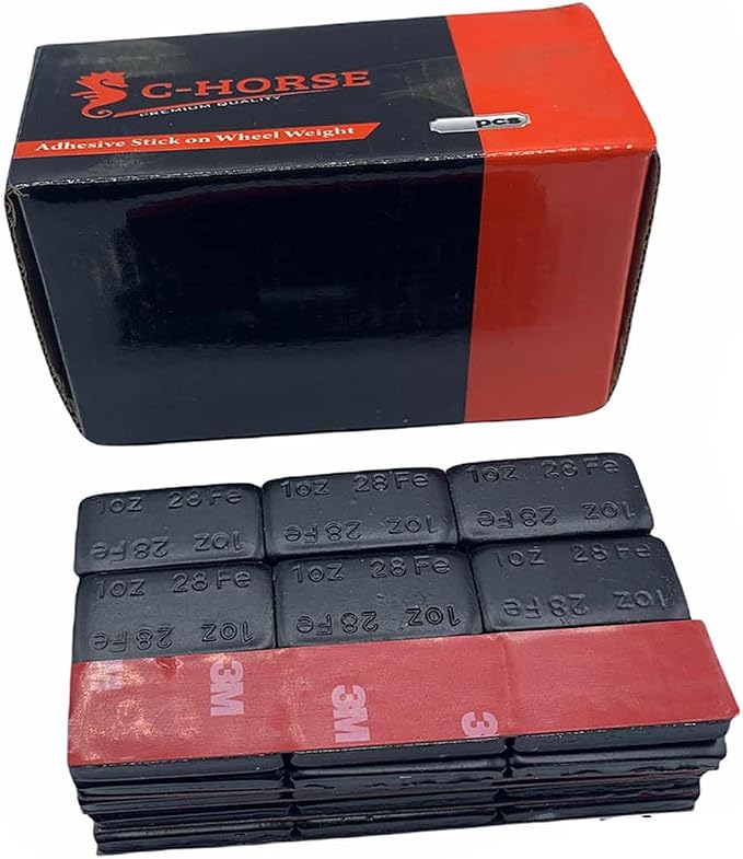 1080Pcs Stick On Wheel Weights - 1.00-Ounce, Black Colored Coating, Red Adhesive Tape - Professional Quality Tire Balancer Stickers - Durable Car, Vehicle, Automobile Accessories, Parts