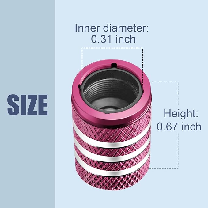 Tire Valve Stem Caps Cover - (5 Pack) Tire Air Cap N2 Nitrogen Metal with Plastic Liner Corrosion Resistant Leak-Proof for Car Truck Motorcycle Bike Pink