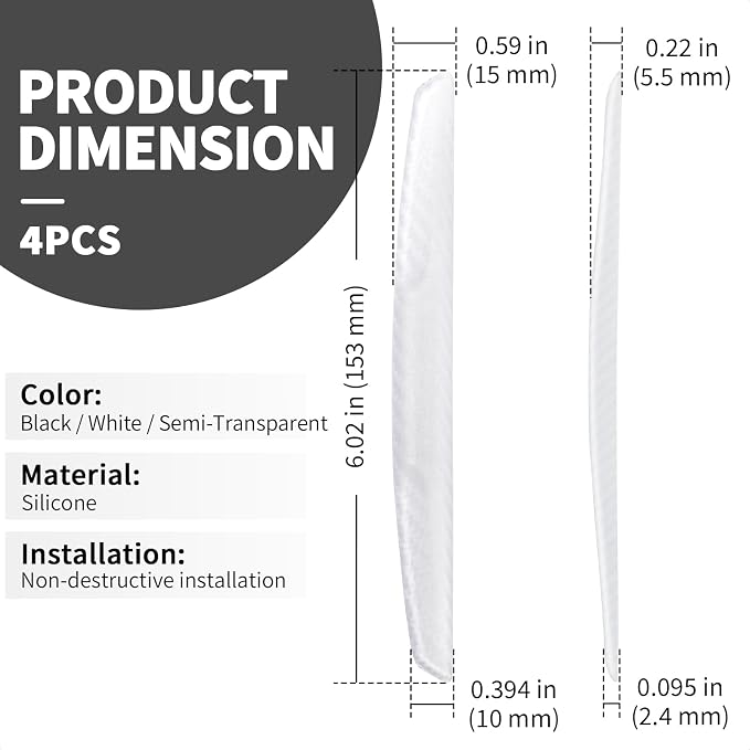 6 Inch 4Pcs 3D Carbon Fiber Texture Car Door Edge Protector Trim Strip Anti-Scratch and Anti-Collision Side Door Protectors Vehicle Exterior Accessories Sticker Semi-Transparent
