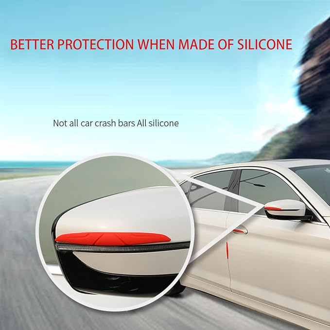 Car Door Edge Guards - Anti-Scratch Black Rubber Bumper Protectors - 6-Pack for All Vehicles(Sedan, Truck, SUV) - Easy to Install with Strong Adhesive (Red)