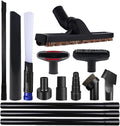 14 PCS Universal Vacuum Attachments & Brushes Kit for Shop Vac Accessories & Household Cleaning, Includes 2 1/2" to 1 1/4" and 1 7/8" to 1" Vacuum Hose Adapter,Crevice Tool & 3 Vacuum Extension Wands