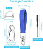 Genuine Leather Car Keychain,Universal Heavy Duty Metal Key Chain Accessories,Car Fob Key Keychain Holder with 360 Degree Rotatable Snap Swivel and Anti-Lost D-Ring for Men Women(Dark Blue)