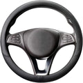 Breathable Car Steering Wheel Cover 15 inch Auto Universal Leather Wrap Non-Slip Steeringwheel Protector Automotive Interior Accessories, Black (Suit for 14 1/2-15 inch)