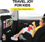 Back Seat Cover for Kids + 6 Pocket Storage Organizer, 2 Pack X-Large Kick Mats Backseat Protector with iPad Tablet Holder, Car Seat Back Protectors for Vehicles to Protect from Dirt & Mud