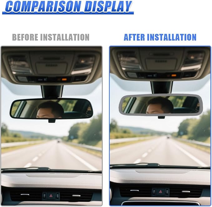 YoRise Car Rear View Mirror Protector Frame, Rearview Edge Cover (Gray) | Car Rearview Mirror Cover, Car Mirror Decoration Protector Accessories for Most Cars