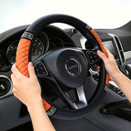 Soft Leather Car Steering Wheel Cover, Universal 15 Inch Colorful Rhinestones Anti-Slip Elastic Steering Wheel Covers for Most Cars, Sparkly Crystal Diamond for Women Girls (Orange)