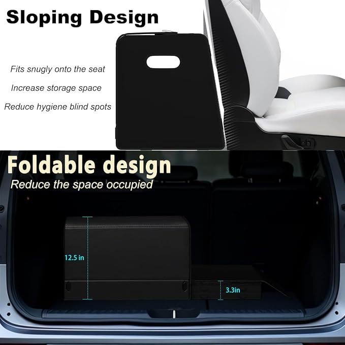 XDV Trunk Organizers, Car Organizers, Storage Solutions, and Car Storage Organizers for SUVs, Sedans, Back Seats, and Luxury Vehicles with Lid, Leather, Small, Large Car shoes box (Plain Black, M)