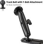 Fish Finder & 1" Ball Mount with Aluminum Long Arm, AMPS Round Plate for RAM Mounts/GPS/Boats/Vehicle, T-Bolt Attachment for Track Systems, Compatible with Humminbird, Raymarine