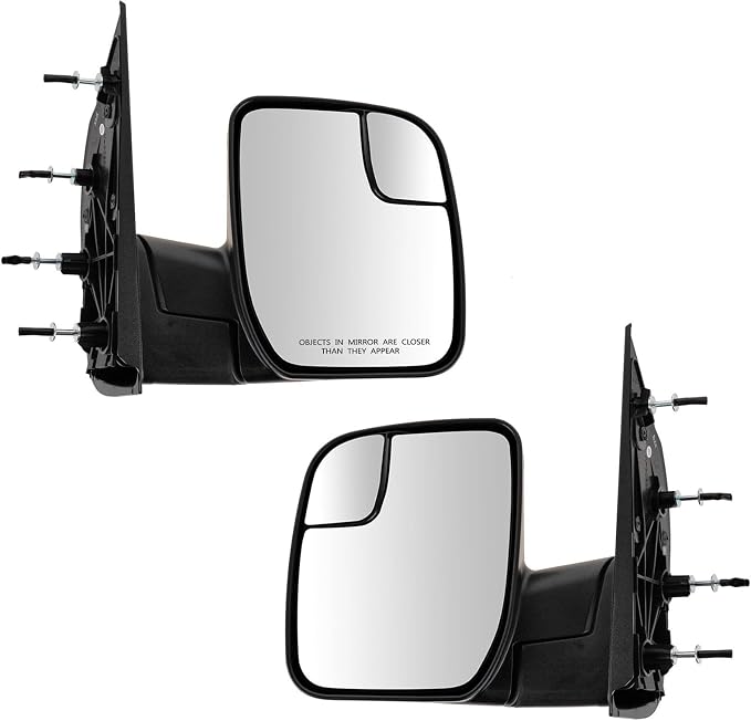 Driver and Passenger Side Mirror Assembly Set Manual Foldaway Textured Compatible with 2010-14 Ford E-150 E-250 2010-14 Ford E-350 Super Duty E-450 Super Duty