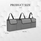 Car Trunk Organizer, Waterproof Collapsible Cargo Bag with 4 Pockets,Backseat Hanging Large Storage with Adjustable Straps, Sturdy Space Saver Frees Trunk Floor for SUV, Truck (Gray)