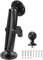 Fish Finder & 1" Ball Mount with Aluminum Long Arm, AMPS Round Plate for RAM Mounts/GPS/Boats/Vehicle, T-Bolt Attachment for Track Systems, Compatible with Humminbird, Raymarine