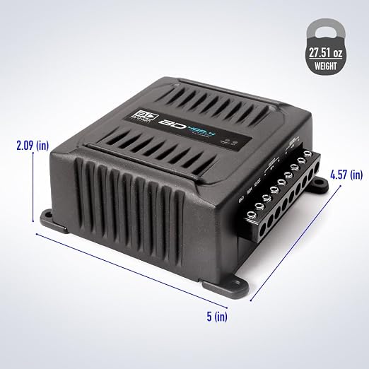 Banda Audiopart BD-400.4 4 Channel Amplifier Car Audio - 400W RMS Full Range 4 Channel Amp for Door Speakers, Mini Car Amplifier, Multi-Speaker Systems, Small 4 Channel Amp