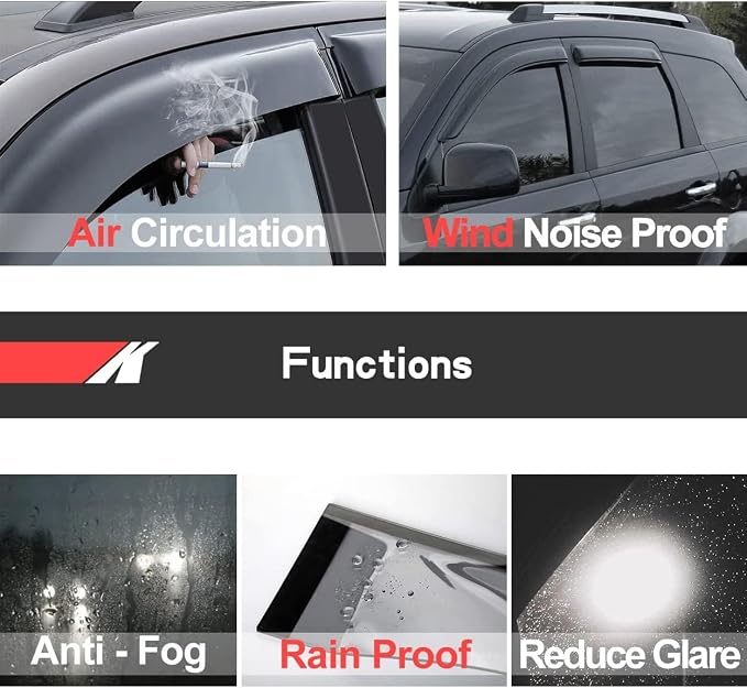 4pcs Original Shatterproof Rainproof Side Window Wind Deflectors for Silverado/Sierra 00-06,Outside Mount Rain Guard Set,Window Visors for Car,Vent Deflector for 00-06 Escalade ESV/Ext 1500/2500 94355