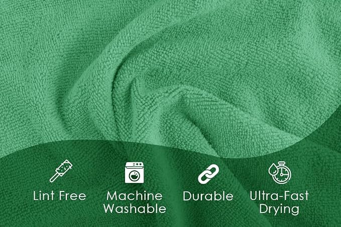 Microfiber Cleaning Cloths (Value Pack of 48) - Size 16 x 16 Inches, Highly Absorbent Cleaning Rags, Lint Free, Reusable and Washable, Microfiber Towels for Cars