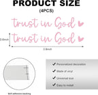 4PCS Trust in God Rearview Mirror Decals, Automotive Vinyl Rear View Mirror Decorative Stickers, Waterproof Trust in God Stickers for Car Truck Laptop, Car Accessories (Pink)