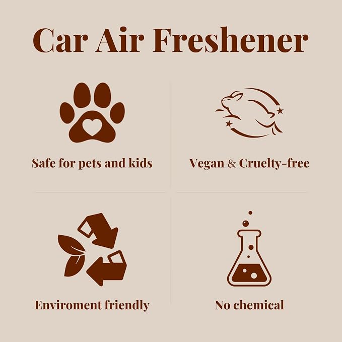 Car Air Freshener - Wood Air Freshener-Teak Amber Cabana Variety Scent Refill - Long Lasting Natural Car Fresheners - Clip Included