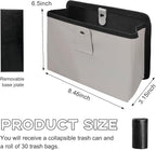 Yourkar Car Trash Can, Foldable Waterproof Leather Car Garbage Organizer Holder, Automotive Mini Dustbin Container with One Roll Trash Bag, Universal Interior Car Accessories (Beige, M)