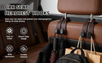 Car Seat Headrest Hooks for Purses and Bags, 4-Pack Heavy Duty Car Seat Hooks with Anti-Slip Pad, Universal Car Backseat Organizer Hanger Accessories for Grocery Bags (Brown)